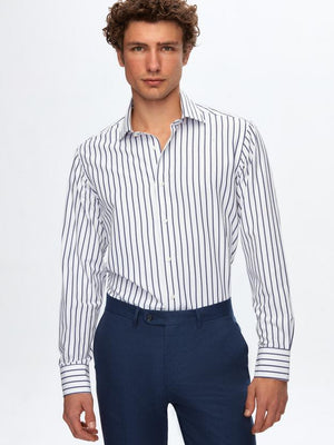 Ds Damat Regular Fit White Striped Shirt-D'S DAMAT ONLINE